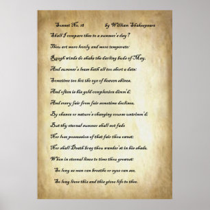 Sonettnr. 18 av William Shakespeare Poster