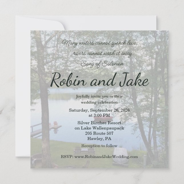 Song of Solomon Lake Photo Wedding Invitation Inbjudningar (Framsida)