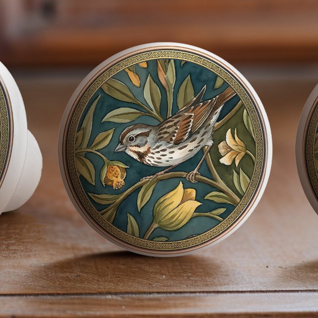Song Sparrows Bird Ceramic Pull Knob Knopp (Skapare uppladdad)