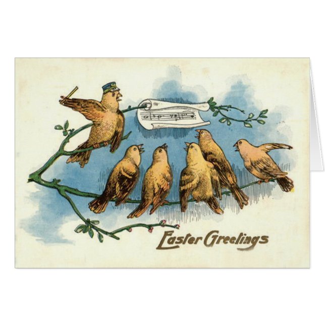 Songbird Choir Himmel Singing Sång Träd Hälsningskort (Framsidan Horizontal)