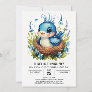 Songbird Forest Nest Birthday Inbjudningar