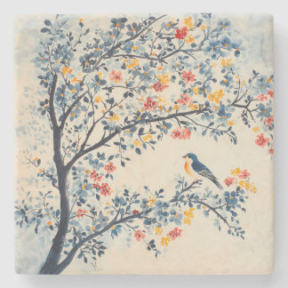 Songbird i Träd Chinoiserie Stenunderlägg