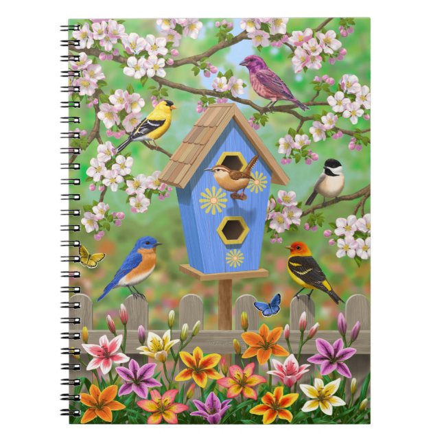 Songbird Lily Garden Birdhouse Anteckningsbok (Framsidan)