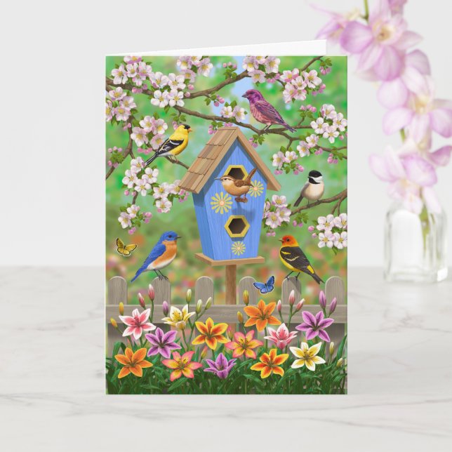 Songbird Lily Garden Birdhouse Kort (Orkide)