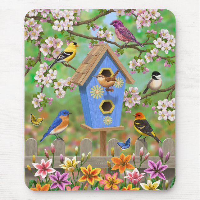 Songbird Lily Garden Birdhouse Musmatta (Framsidan)