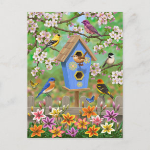 Songbird Lily Garden Birdhouse Vykort
