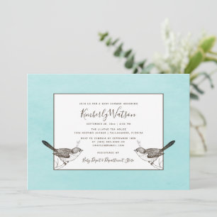 Songbird Pair Baby Shower Upphandling Inbjudningar
