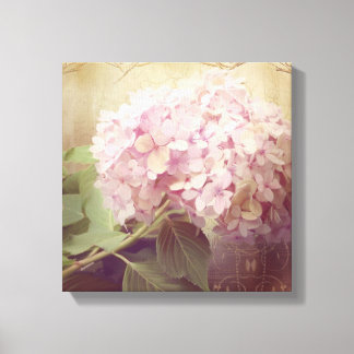 Songbird Rosa Hydrangeas Vintage Canvastryck