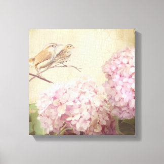Songbird Rosa Hydrangeas Vintage Canvastryck