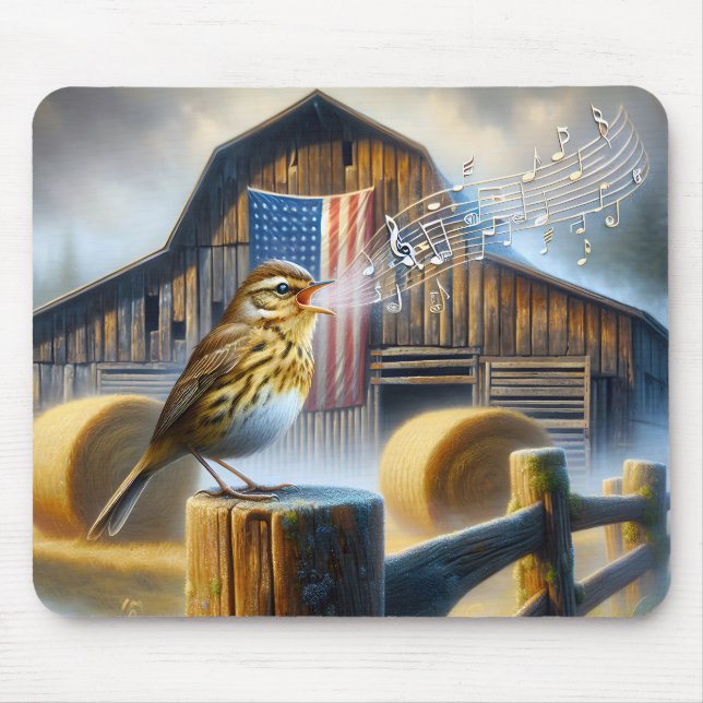 Songbird sjunger med amerikansk Flagga Musmatta (Framsidan)