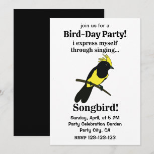 Songbird Tit Bird Funny Fågelskådare Birthday Inbjudningar