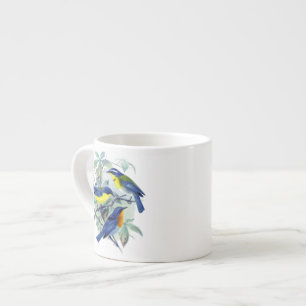 Songbirdsdräkt och gåvor för vintage blom- espressomugg