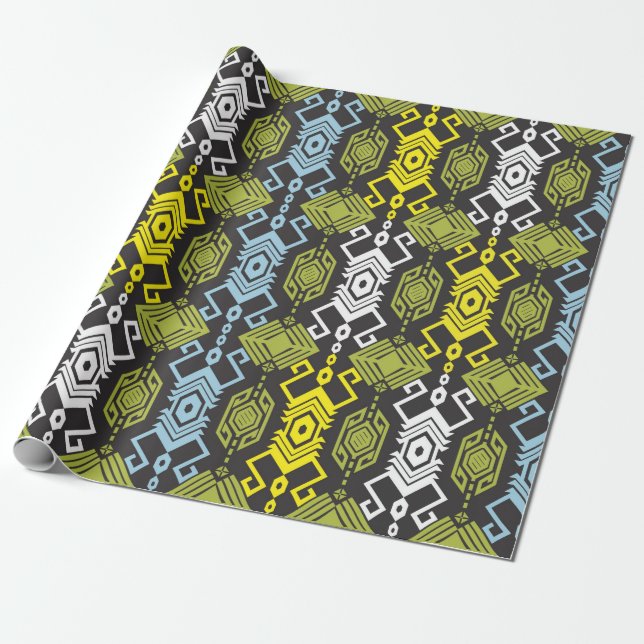 Songket Tenun Geometric Seamless Mönster med Crea Presentpapper (Utrullad)
