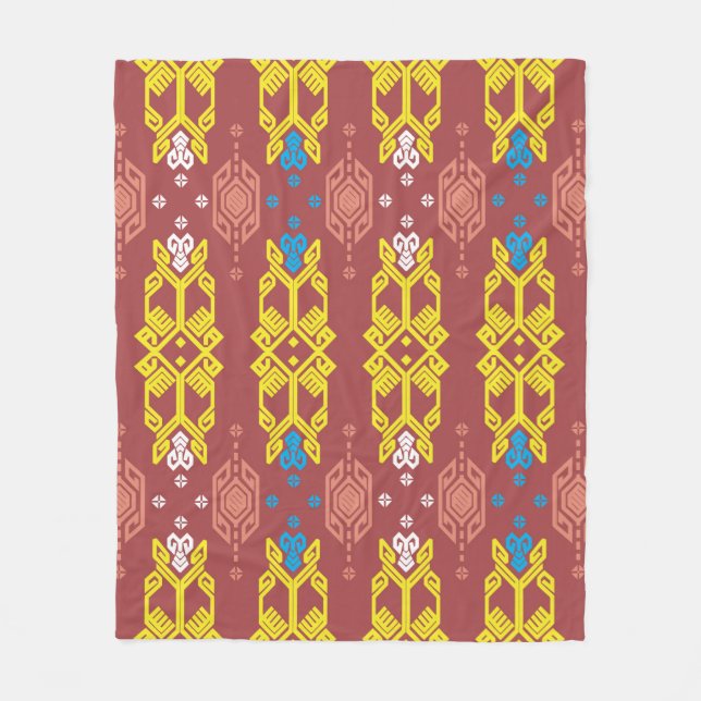 Songket Tenun Geometrik Seamless Mönster med Crea Fleecefilt (Framsidan)