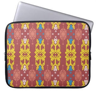 Songket Tenun Geometrik Seamless Mönster med Crea Laptop Fodral