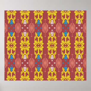 Songket Tenun Geometrik Seamless Mönster med Crea Poster