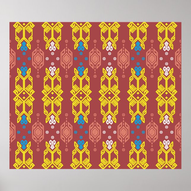 Songket Tenun Geometrik Seamless Mönster med Crea Poster (Framsidan)