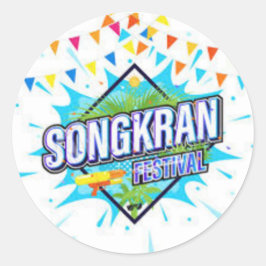 Songkran Festival Classic Round Sticker Runt Klistermärke