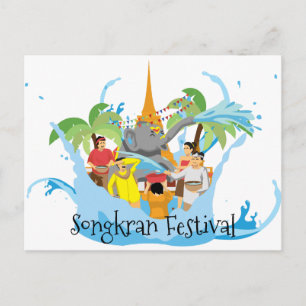 Songkran-festival Elefant som sprutar vatten Vykort