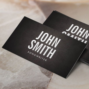 Songwriter Fold Text Classy Leather Visitkort