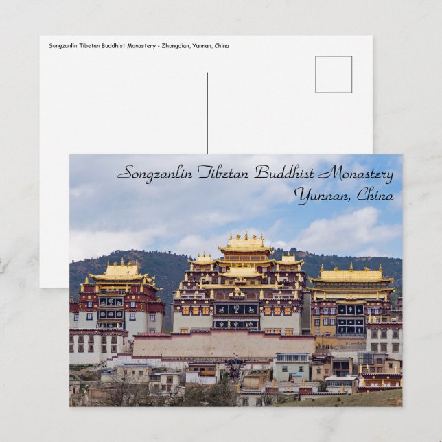 Songzanlin Tibetanskt kloster - Yunnan, China Vykort (Fram/baksida)