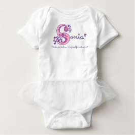 Sonia Flickor namn och S monogram baby romper T-shirt