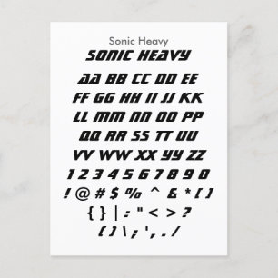 Sonic Heavy - Zazzle Font Sampler Lakan Vykort