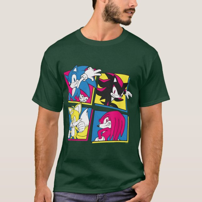 Sonic Hedgehog Sonic Shadowails Knuckles T Shirt (Framsida)