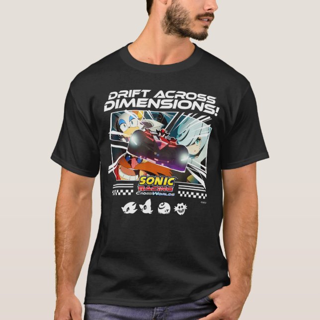 Sonic Racing CrossWorlds Drift Group friends T Shirt (Framsida)