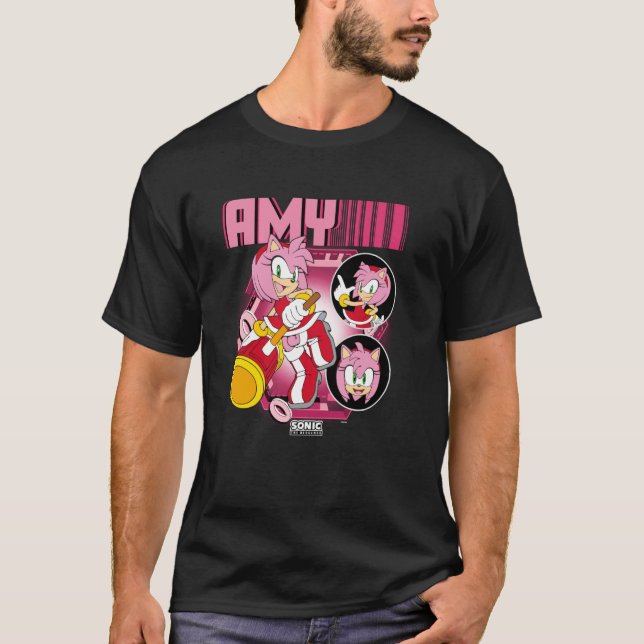 Sonic The Hedgehog Amy Ro Multi Pose Poster T Shirt (Framsida)