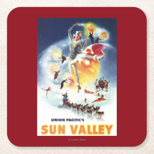 Sonja Henje Montage av den Sun Valley affischen Underlägg Papper Kvadrat