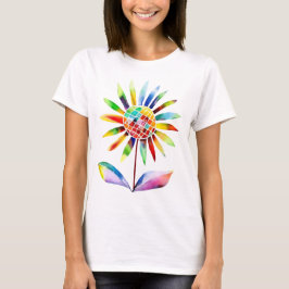 Sonnenblume mit Blätter in Regenbogenfarben T Shirt