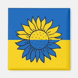 Sonnenblume vor der ukrainischen Flagge Magnet