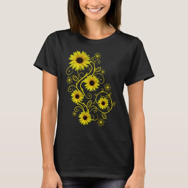 Sonnenblumen Sonnenblume Blumenranke Ornament T Shirt (Framsida)
