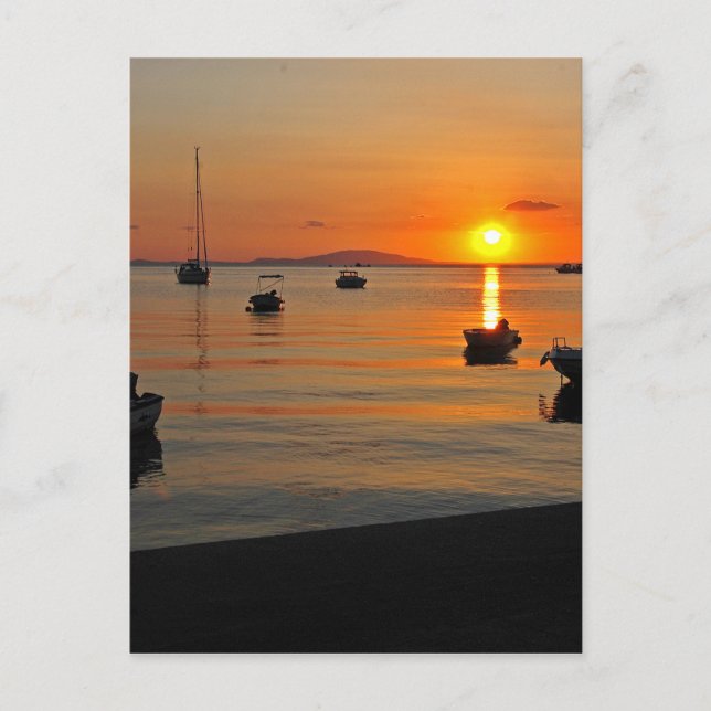 Sonnenuntergang am Hafen von Novalja n iKroatien Vykort (Framsida)