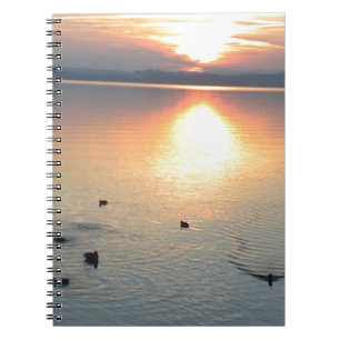 Sonnenuntergang am Se mit Enten Anteckningsbok Med Spiral