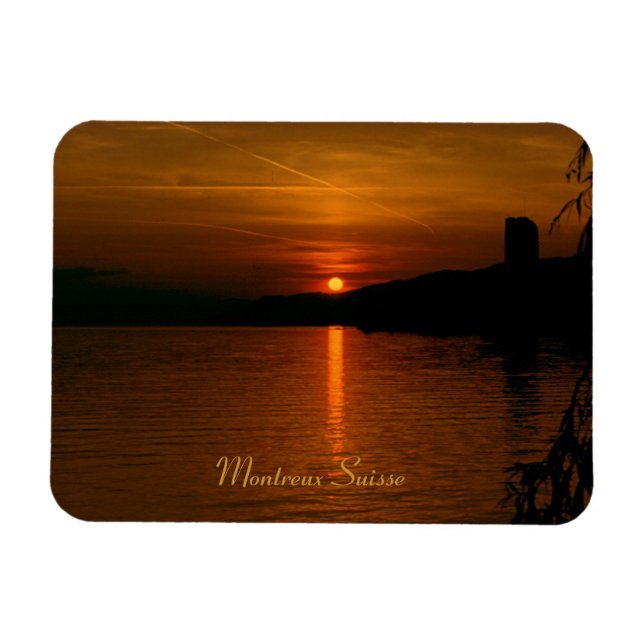 Sonnenuntergang Montreux Schweiz Flexi Magnet (Horisontell)