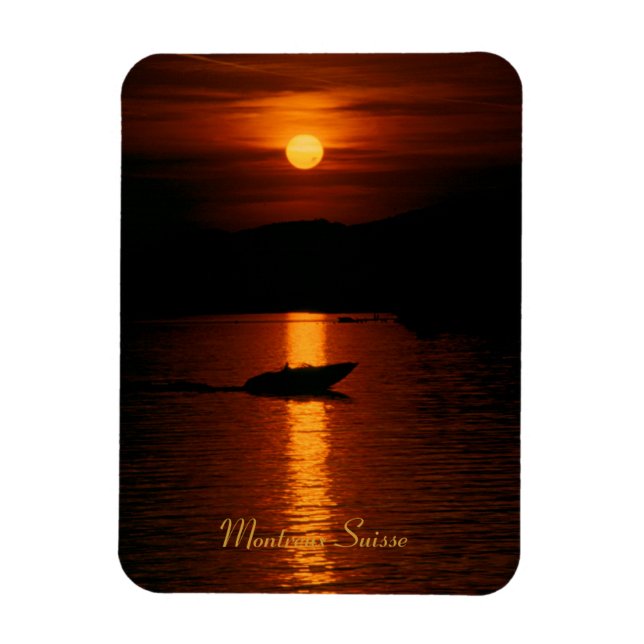 Sonnenuntergang Montreux Schweiz Flexi Magnet (Vertikal)
