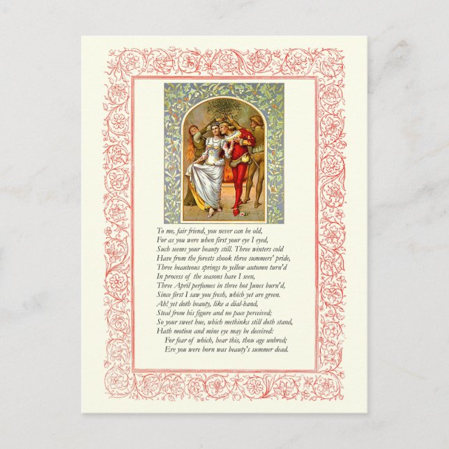 Sonnet # 104 by William Shakespeare Vykort (Framsida)