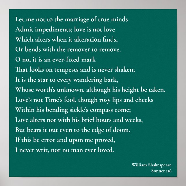 Sonnet 116Låt mig inte gå till giftermål i sanna s Poster (Framsidan)