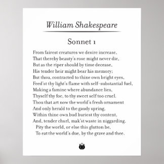Sonnet 1 av William Shakespeare Poster
