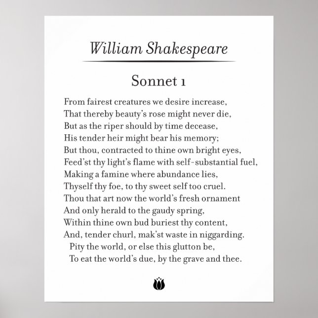 Sonnet 1 av William Shakespeare Poster (Framsidan)