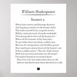 Sonnet 2 av William Shakespeare Poster