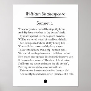 Sonnet 2 av William Shakespeare Poster