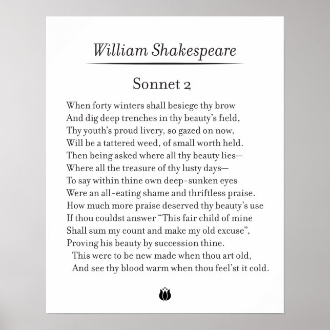Sonnet 2 av William Shakespeare Poster (Framsidan)