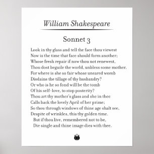 Sonnet 3 av William Shakespeare Poster