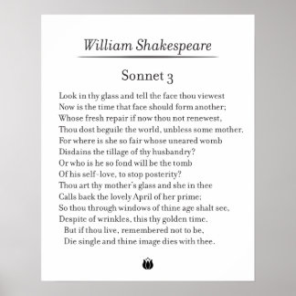 Sonnet 3 av William Shakespeare Poster