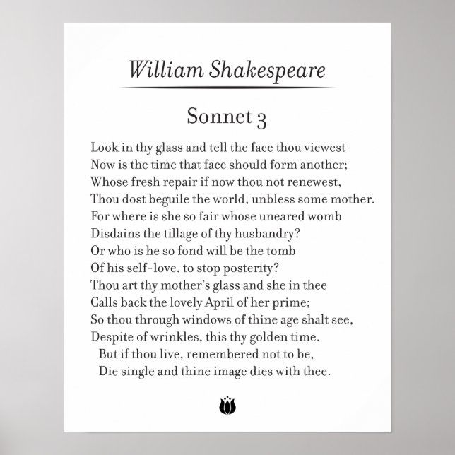 Sonnet 3 av William Shakespeare Poster (Framsidan)