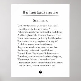 Sonnet 4 av William Shakespeare Poster