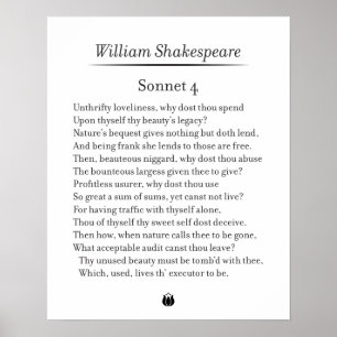 Sonnet 4 av William Shakespeare Poster